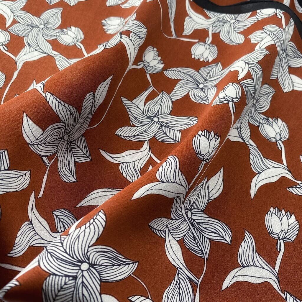 Brown Flower 53x53 Silk Scarf