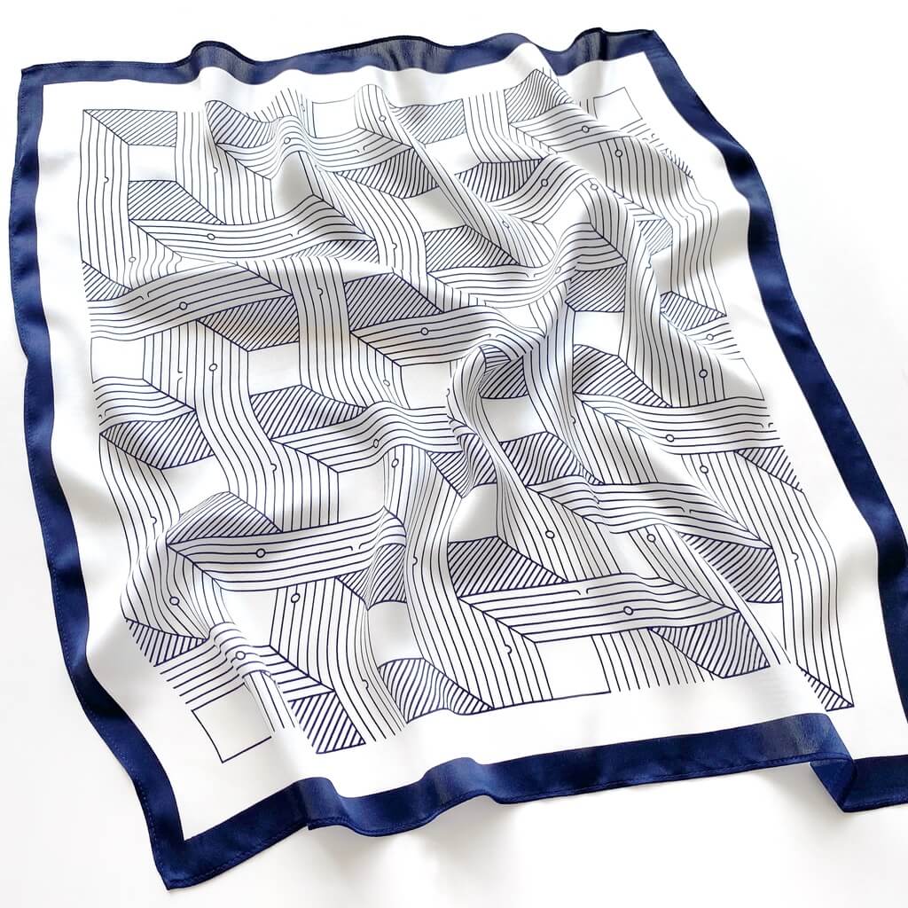 Abstract Line 53x53 Silk Scarf