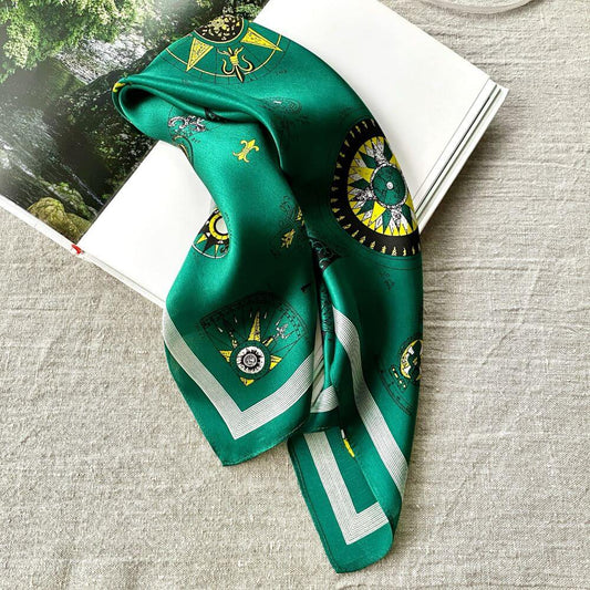 Green Compass 53x53 Silk Scarf