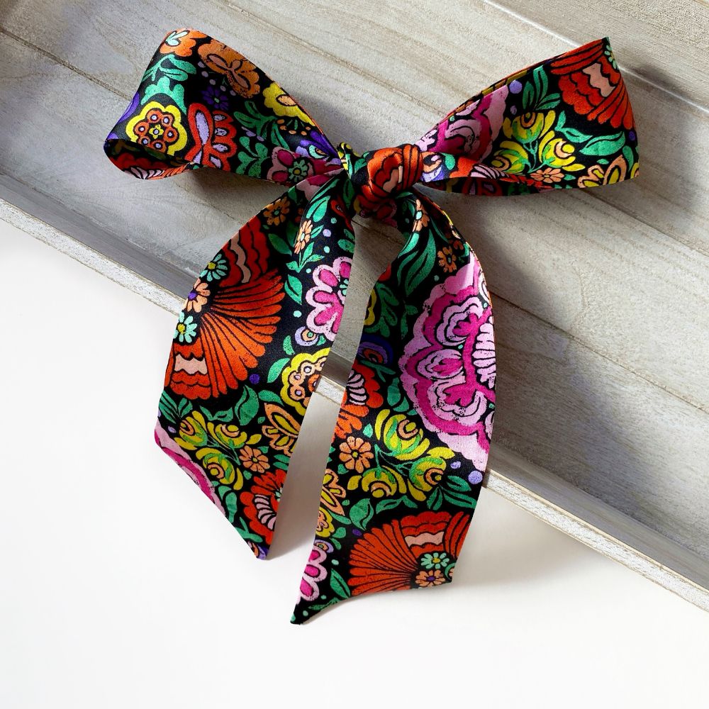 Liberty Silk Skinny Scarf - Begonia Garden