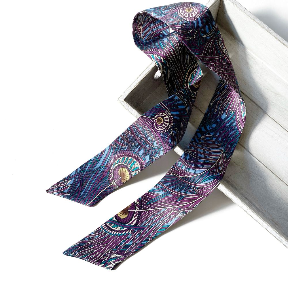Liberty Silk Skinny Scarf - Royal Hera Purple