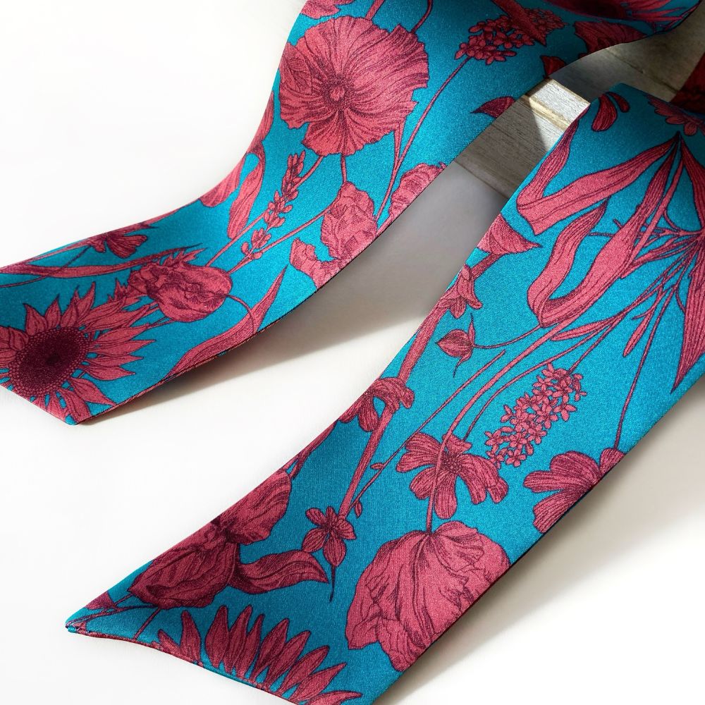Liberty Silk Skinny Scarf - Mono Muse Floral