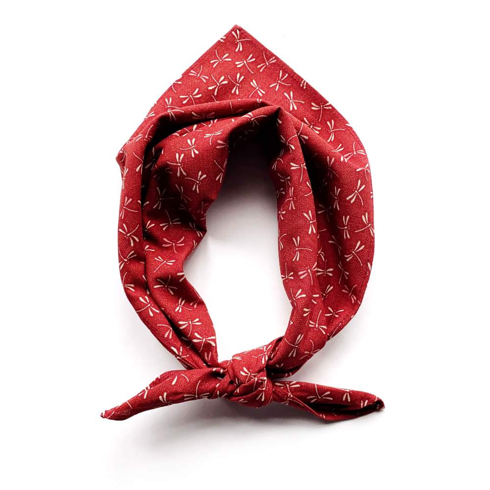 Japanese Cotton Bandana - Red Dragonfly