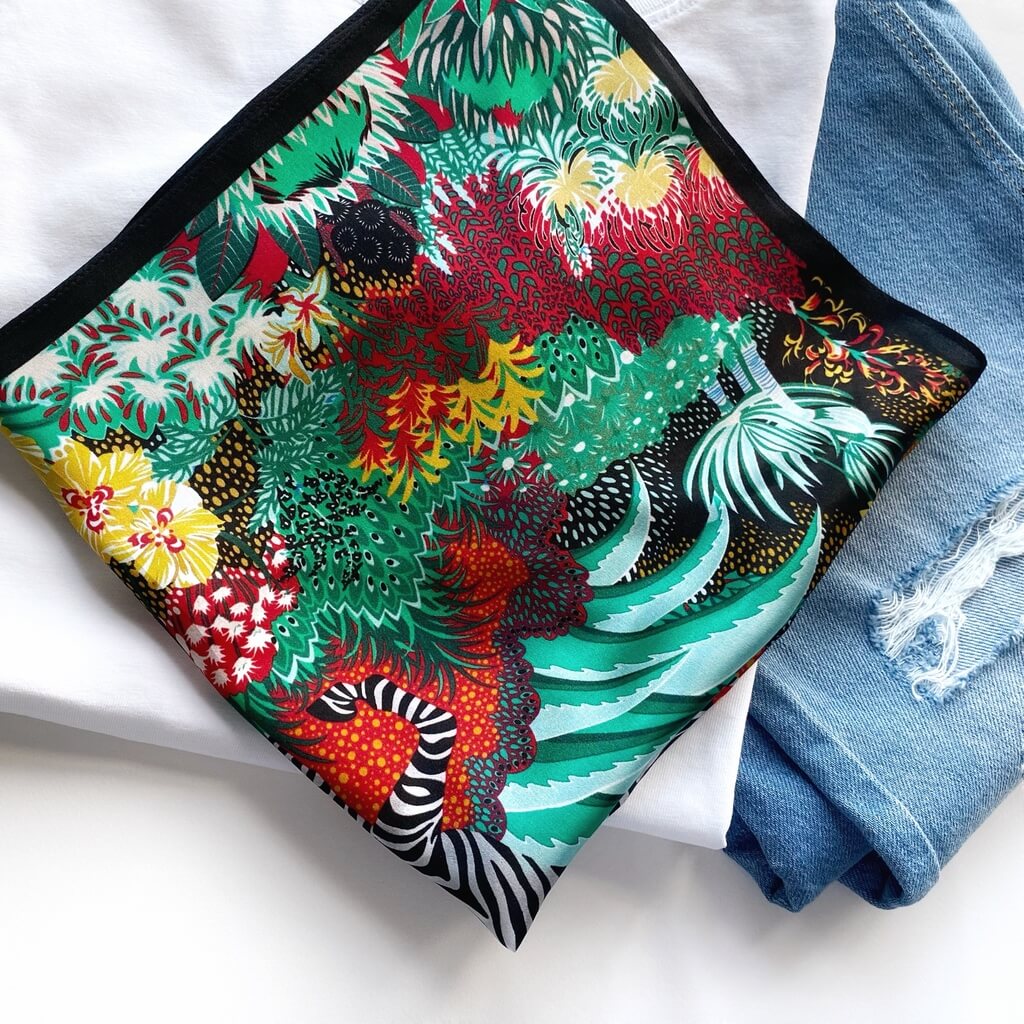 Tropical Green 53x53 Silk Scarf