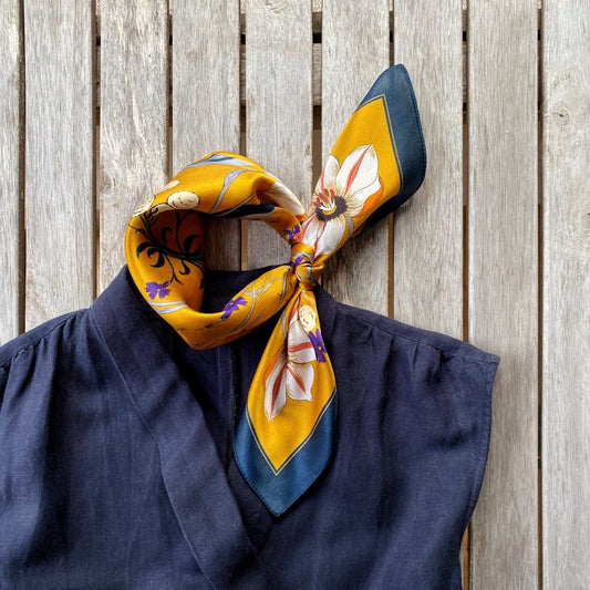 Tulip Butterfly 53x53 Silk Scarf