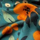 Green orange floral print silk scarf