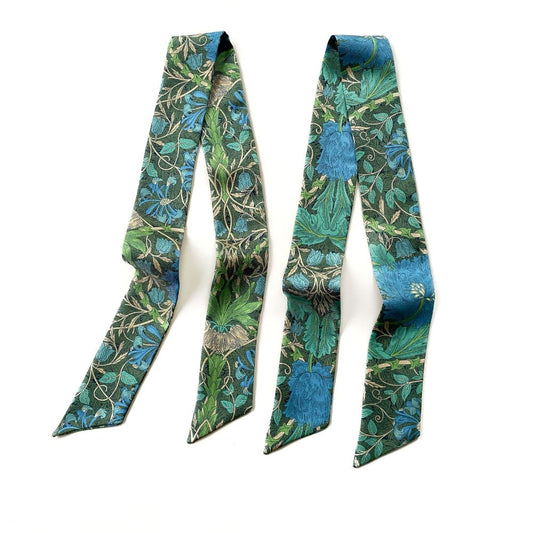 Liberty Silk Skinny Scarf - Blue Honeysuckle