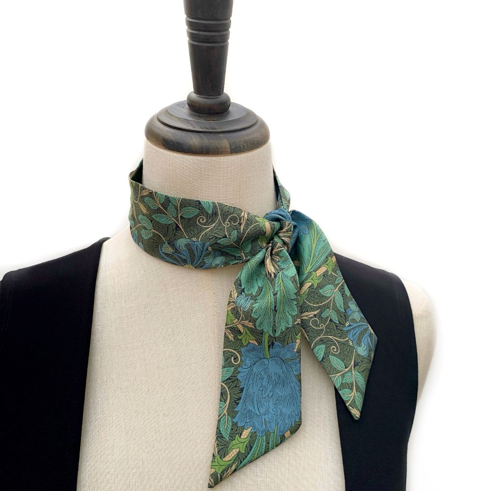 Liberty Silk Skinny Scarf - Blue Honeysuckle