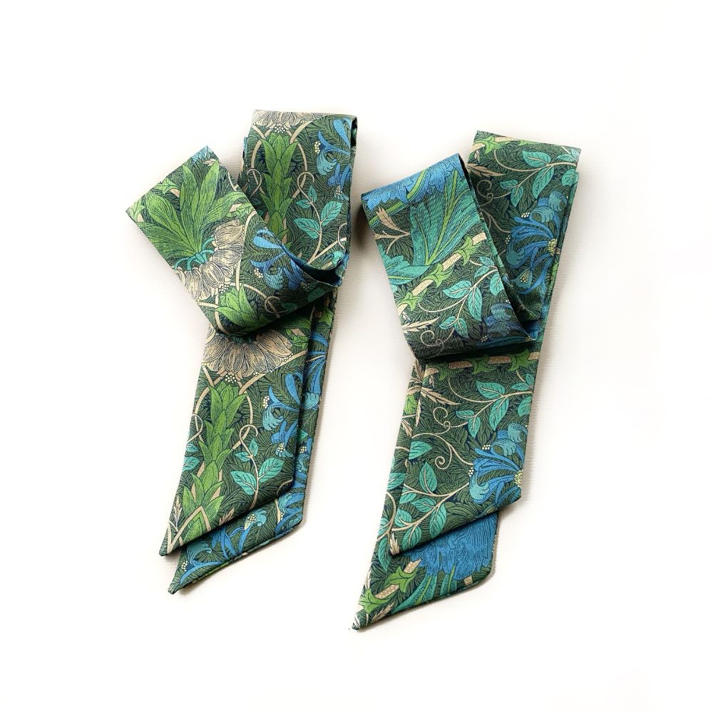 Liberty Silk Skinny Scarf - Blue Honeysuckle