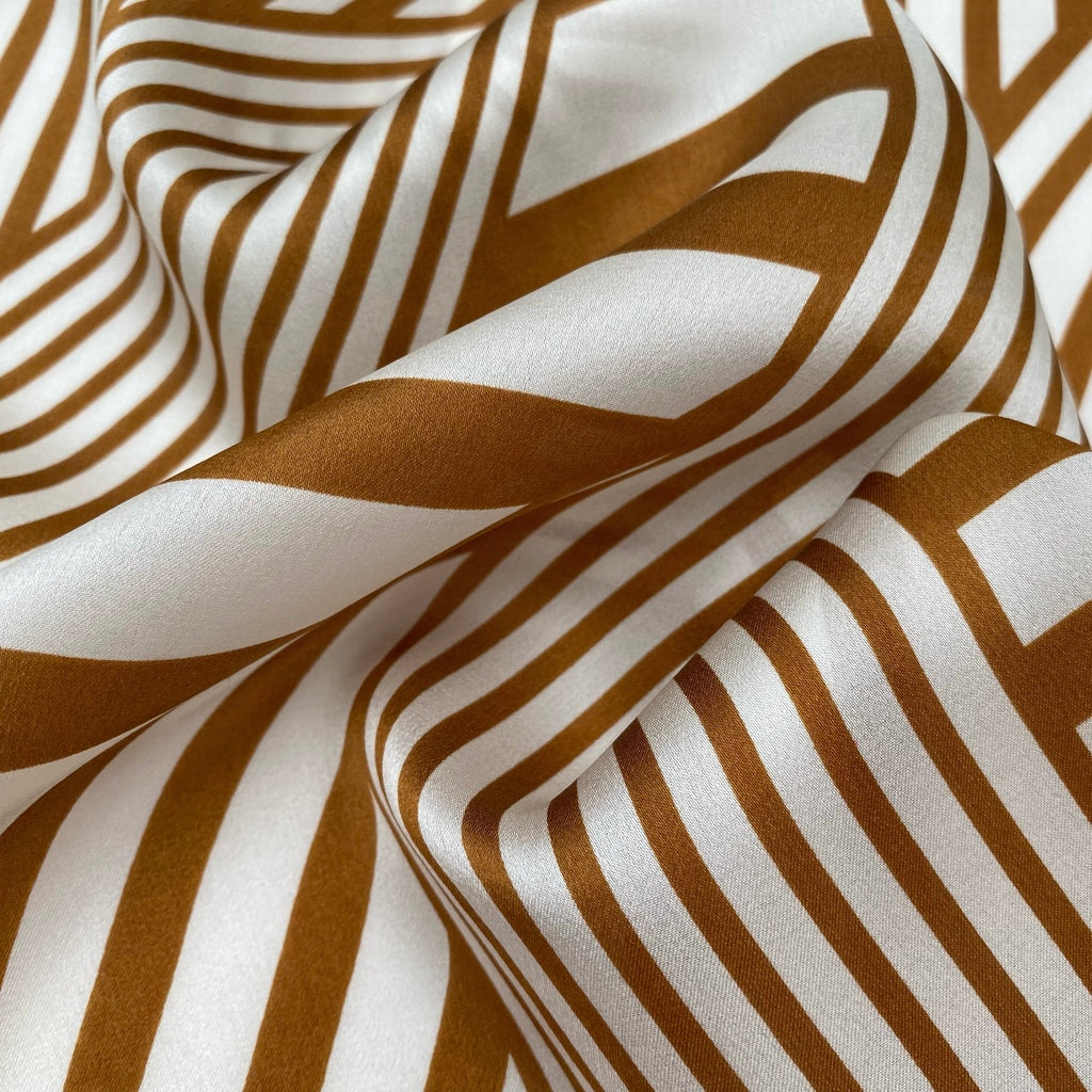 Yellow abstract lines silk scarf