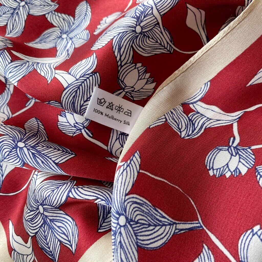 Red Floral 53x53 Silk Scarf