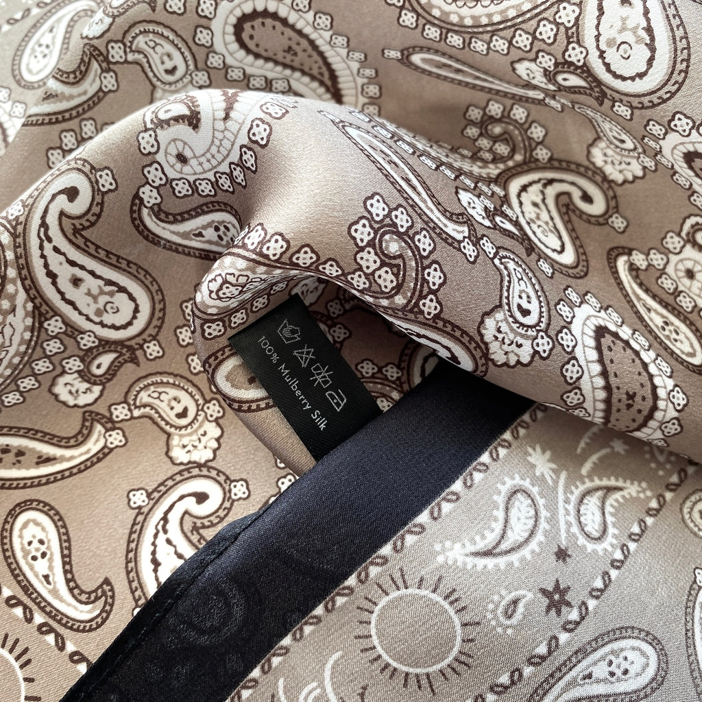 Paisley print silk scarf - Taupe