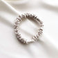 ash white mulberry silk satin skinny scrunchie  hair tie