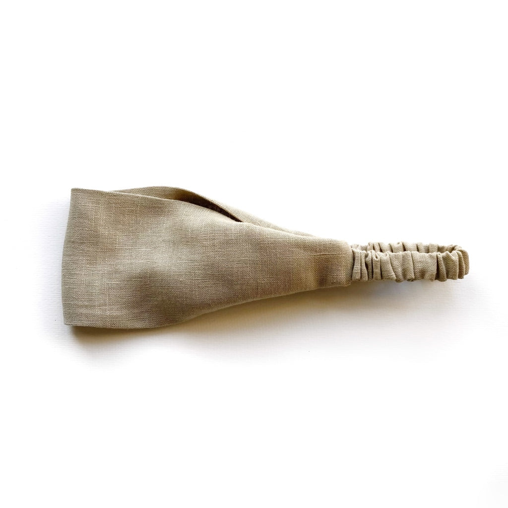 Solid linen headband - Beige