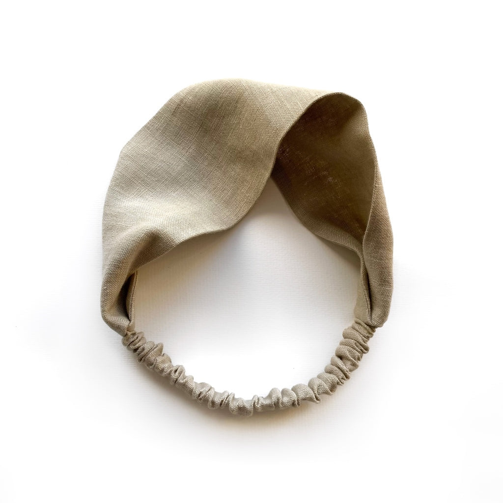 Solid linen headband - Beige