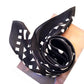 Black and white geometric mulberry silk square scarf swirled on a white background