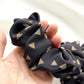 Geometric print silk scrunchie