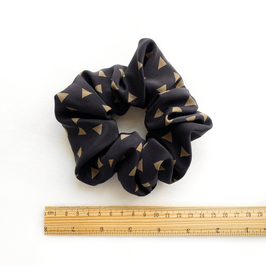 Geometric print silk scrunchie