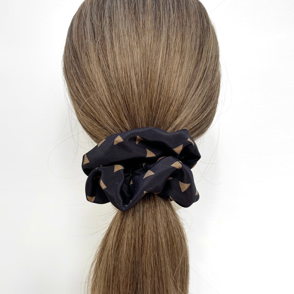 Geometric print silk scrunchie