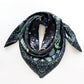 Black Green Paisley Print Silk Twill Bandana