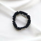 black mulberry silk satin skinny scrunchie  hair tie