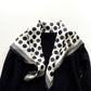 Retro Vibe Polka Dots Silk Neck Scarf - Black & Cream White