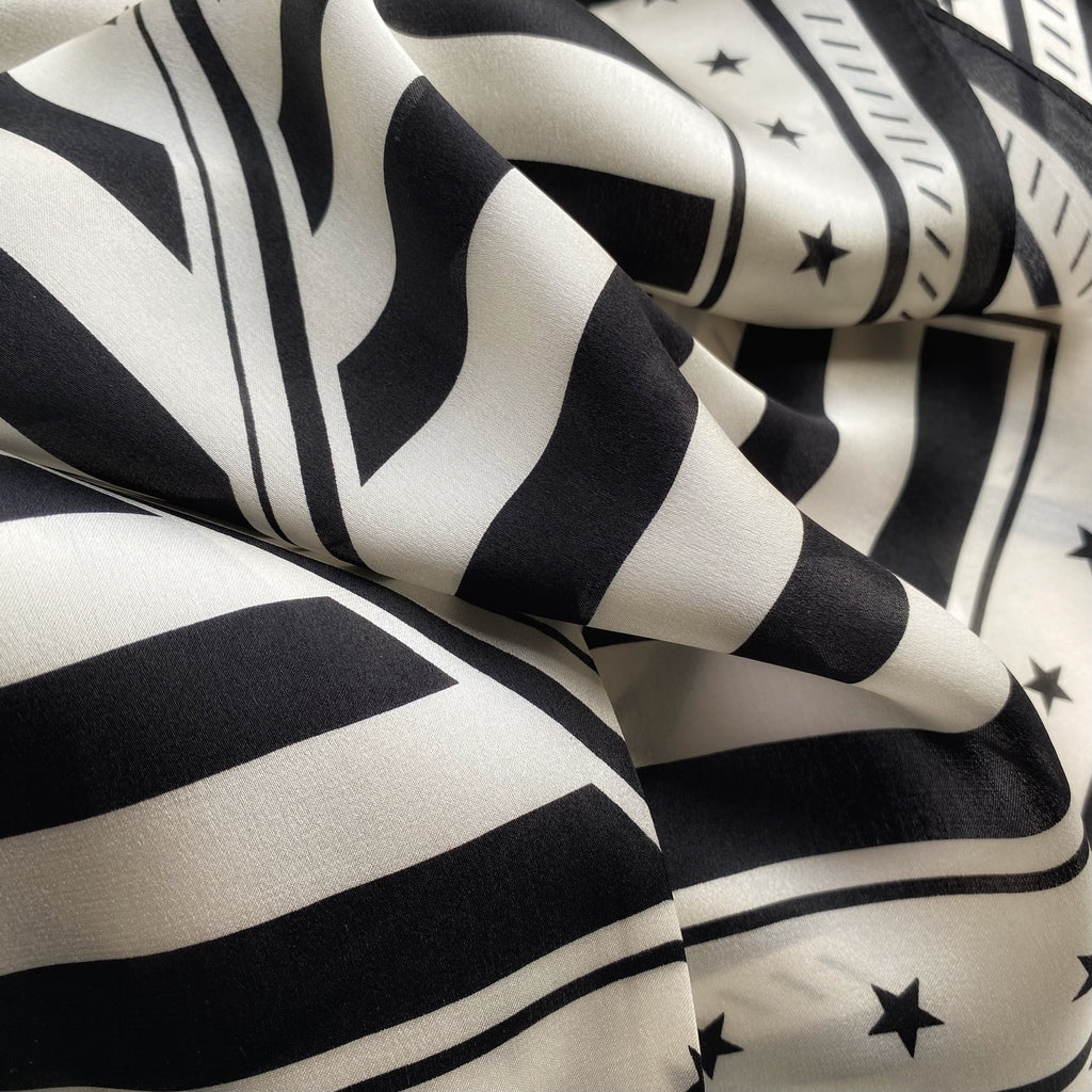 Stars & stripes silk scarf - Black & white