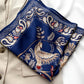 Bird & paisley print silk scarf - Blue