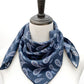 Blue paisley silk twill bandana scarf 65x65