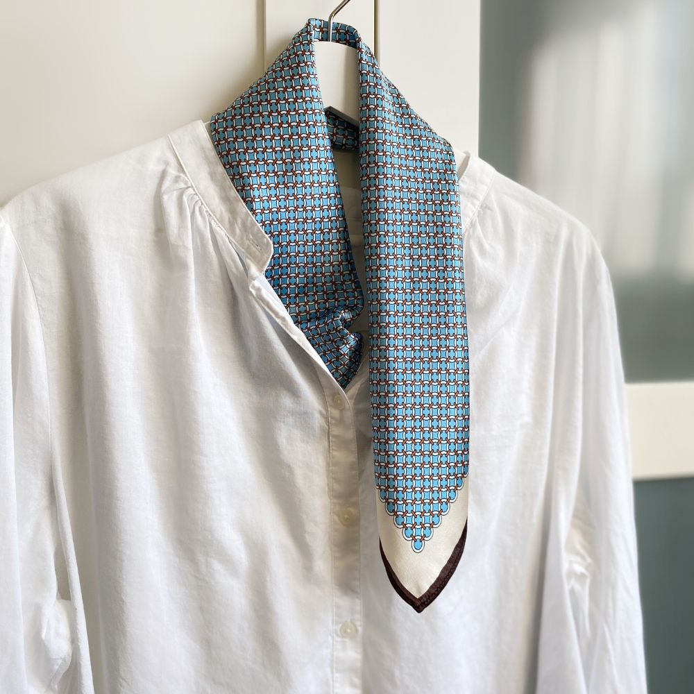 Mulberry Silk Square Scarf - Retro Geometric