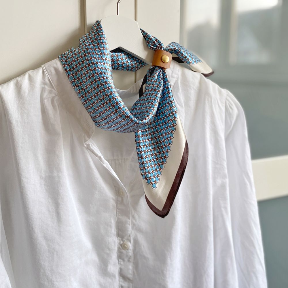 Mulberry Silk Square Scarf - Retro Geometric