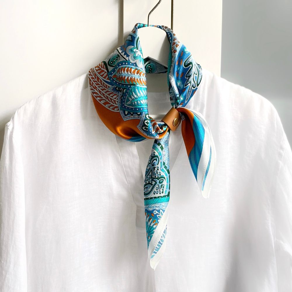Blue Silk Scarf 53x53