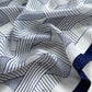 Minimalist abstract line silk scarf - Blue White