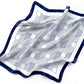 Minimalist abstract line silk scarf - Blue White