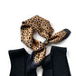 Black & Brown Leopard Print Mulberry Silk Square Scarf - 53x53cm