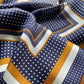 Navy brown geometric pattern silk scarf