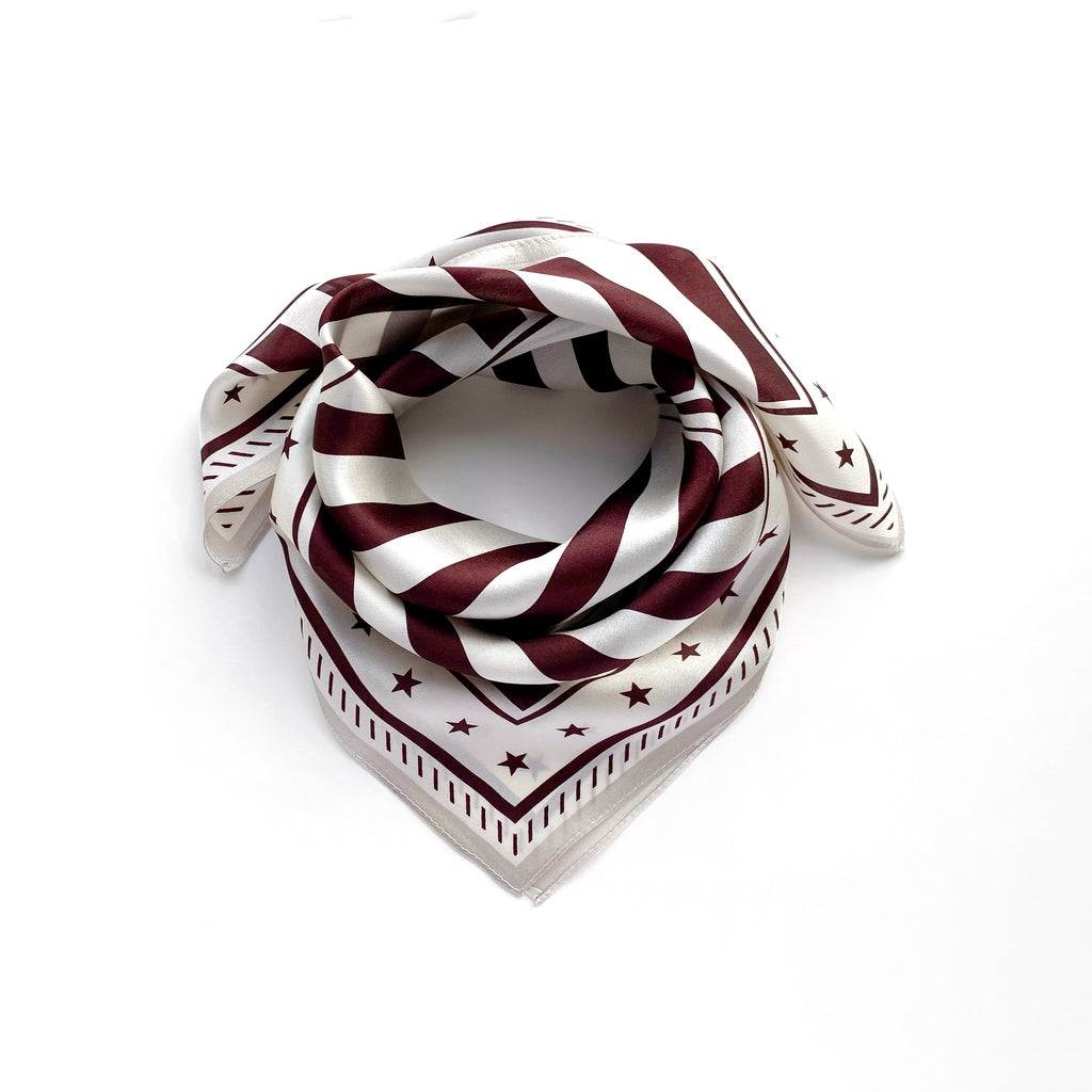 Stars & stripes silk scarf - Burgundy red