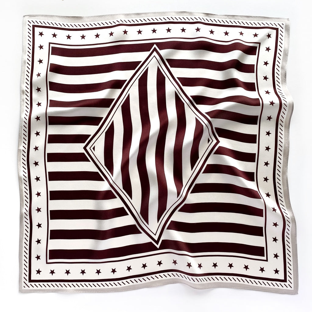 Stars & stripes silk scarf - Burgundy red