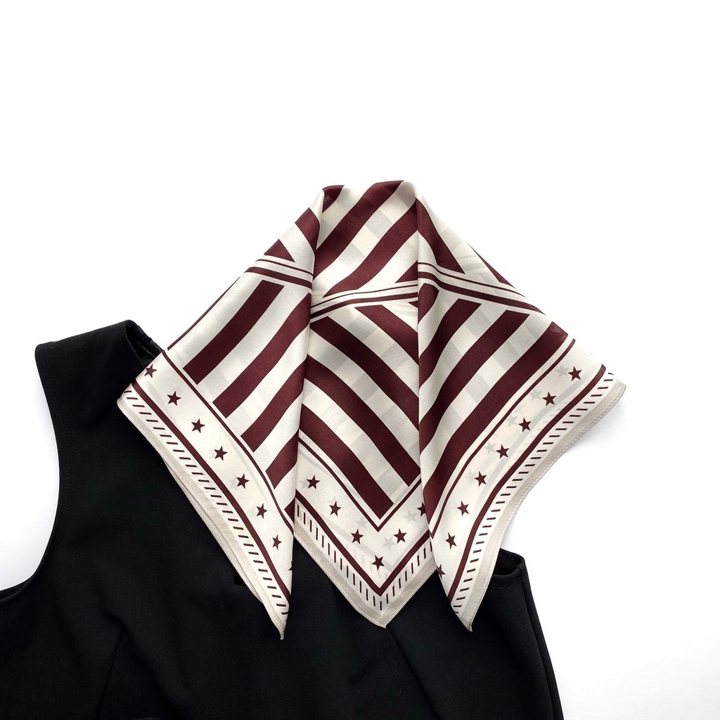 Stars & stripes silk scarf - Burgundy red