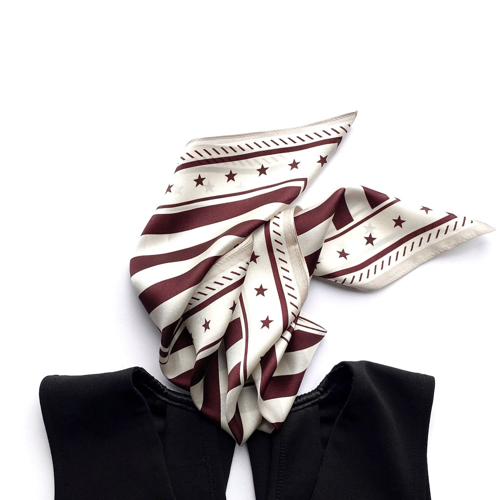 Stars & stripes silk scarf - Burgundy red