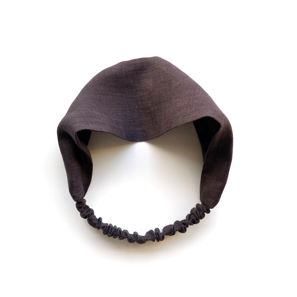 Solid linen headband - Chocolate Brown