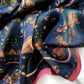 Floral print silk scarf - Dark Navy