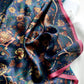 Floral print silk scarf - Dark Navy