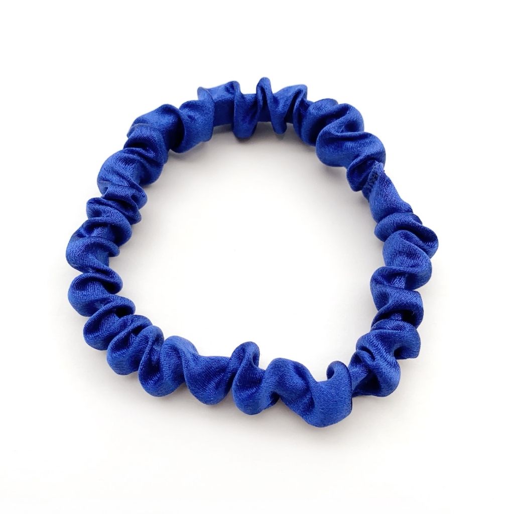 royal blue mulberry silk satin skinny scrunchie  hair tie