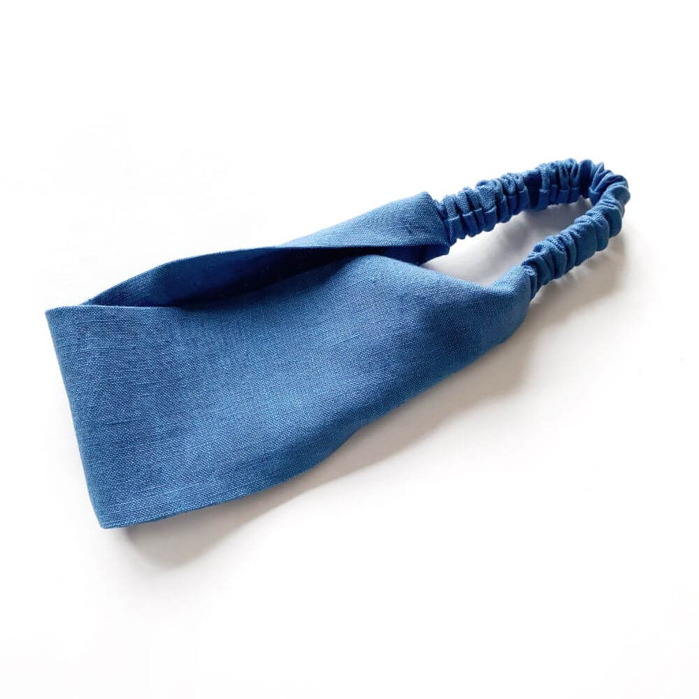 Linen Headband - Denim Blue