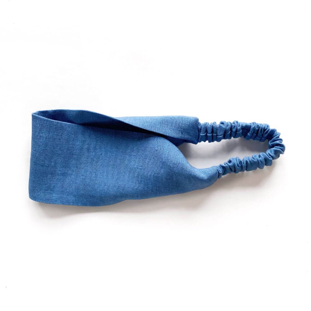 Linen Headband - Denim Blue