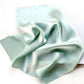 Light green mulberry silk satin square scarf on a white background