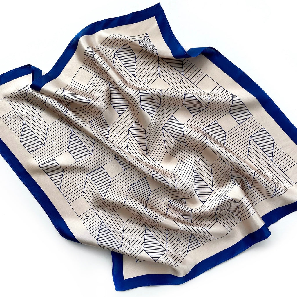 Minimalist abstract line silk scarf - Dusky Rose