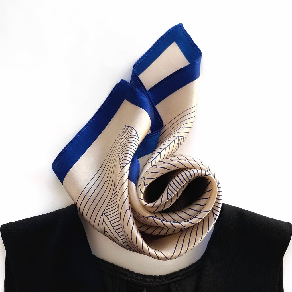 Minimalist abstract line silk scarf - Dusky Rose