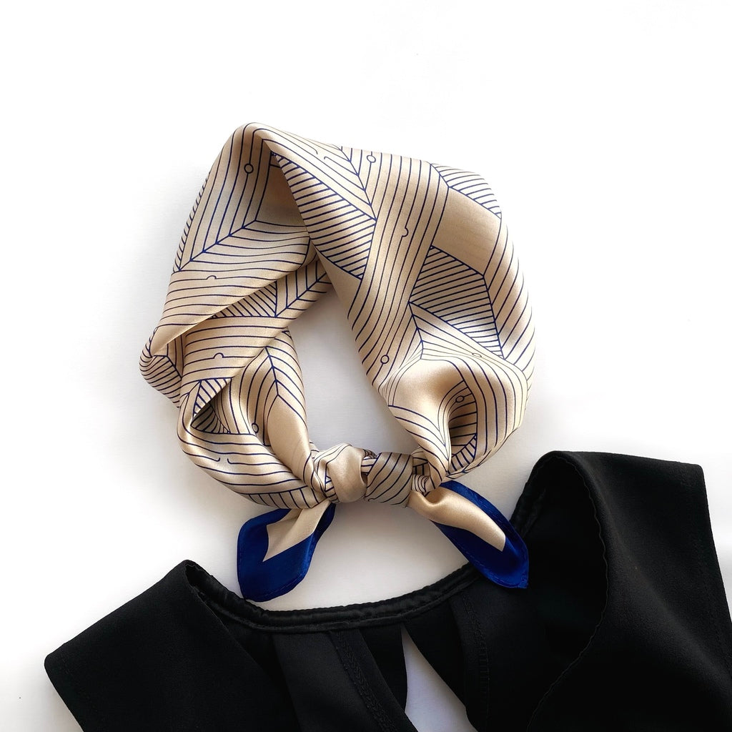 Minimalist abstract line silk scarf - Dusky Rose